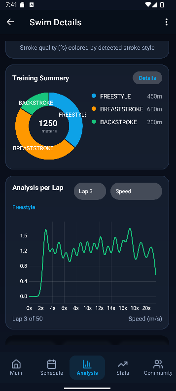 Training summary and per-lap analysis